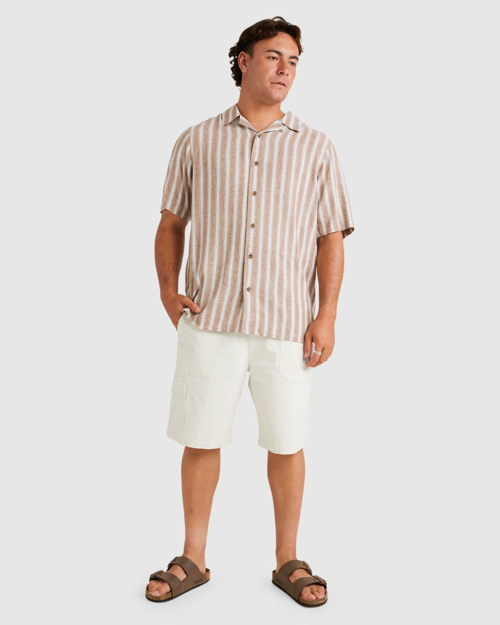 Mens Beat Stripe Vintage Short Sleeve Shirt