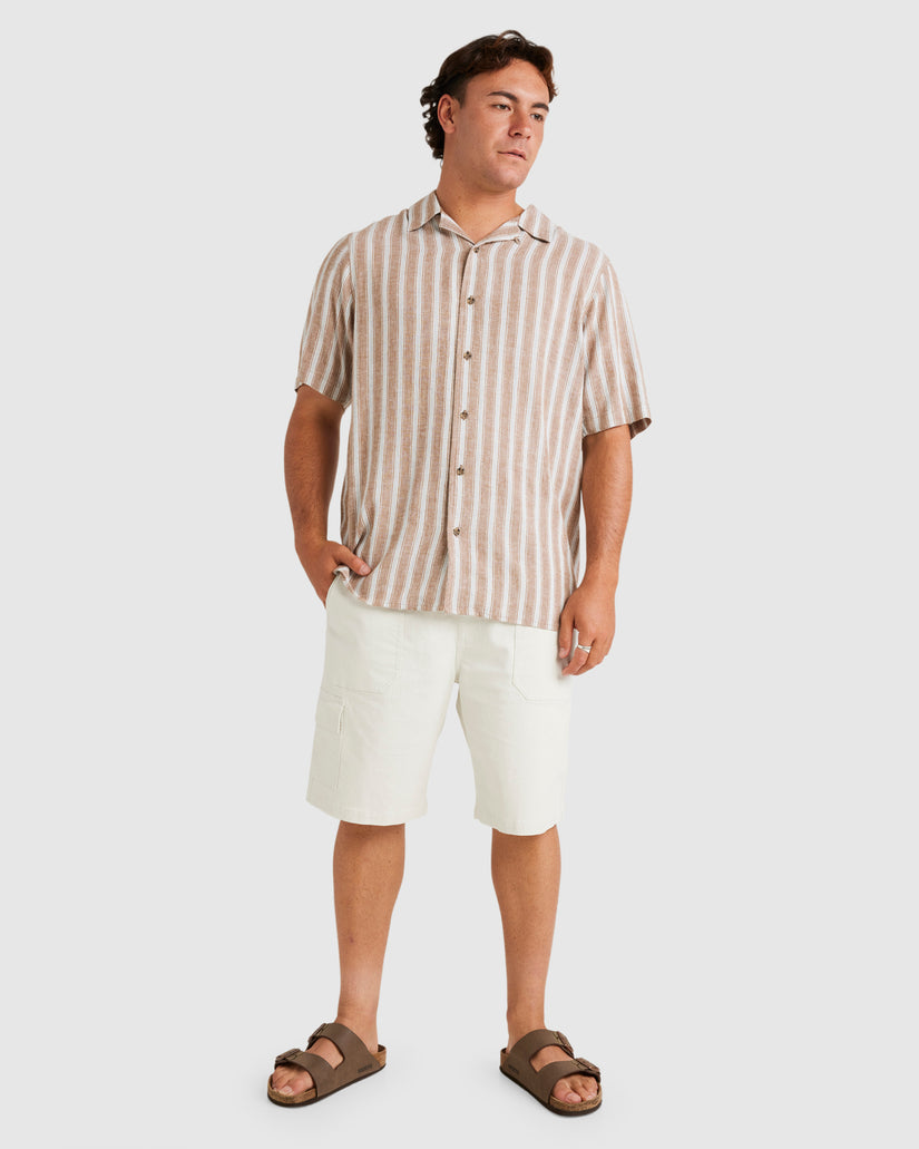 Mens Beat Stripe Vintage Short Sleeve Short Sleeve Shirt