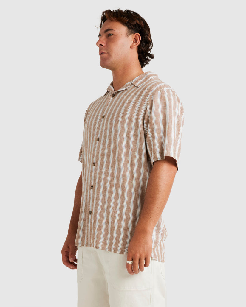 Mens Beat Stripe Vintage Short Sleeve Short Sleeve Shirt