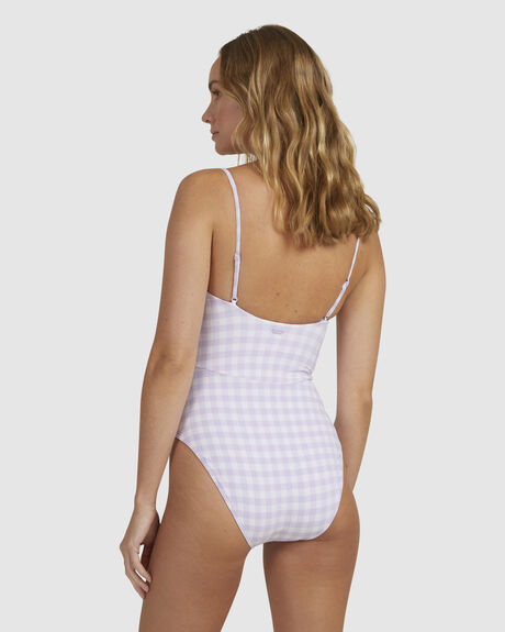 WOMENS HEART THE CHECK ONE PIECE SWIMSUIT