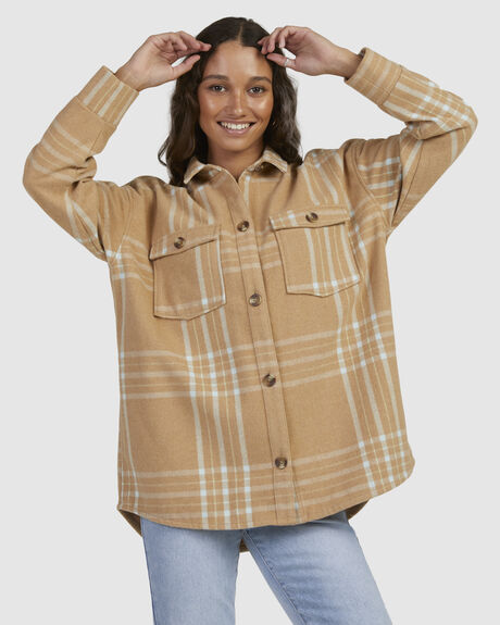 WOMENS CHECK THE SWELL CHEQUERED BLANKET COAT