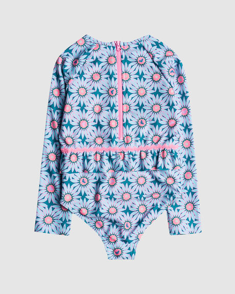 BOLD FLORALS - LONG SLEEVE ONE-PIECE SWIMSUIT FOR GIRLS 2-7