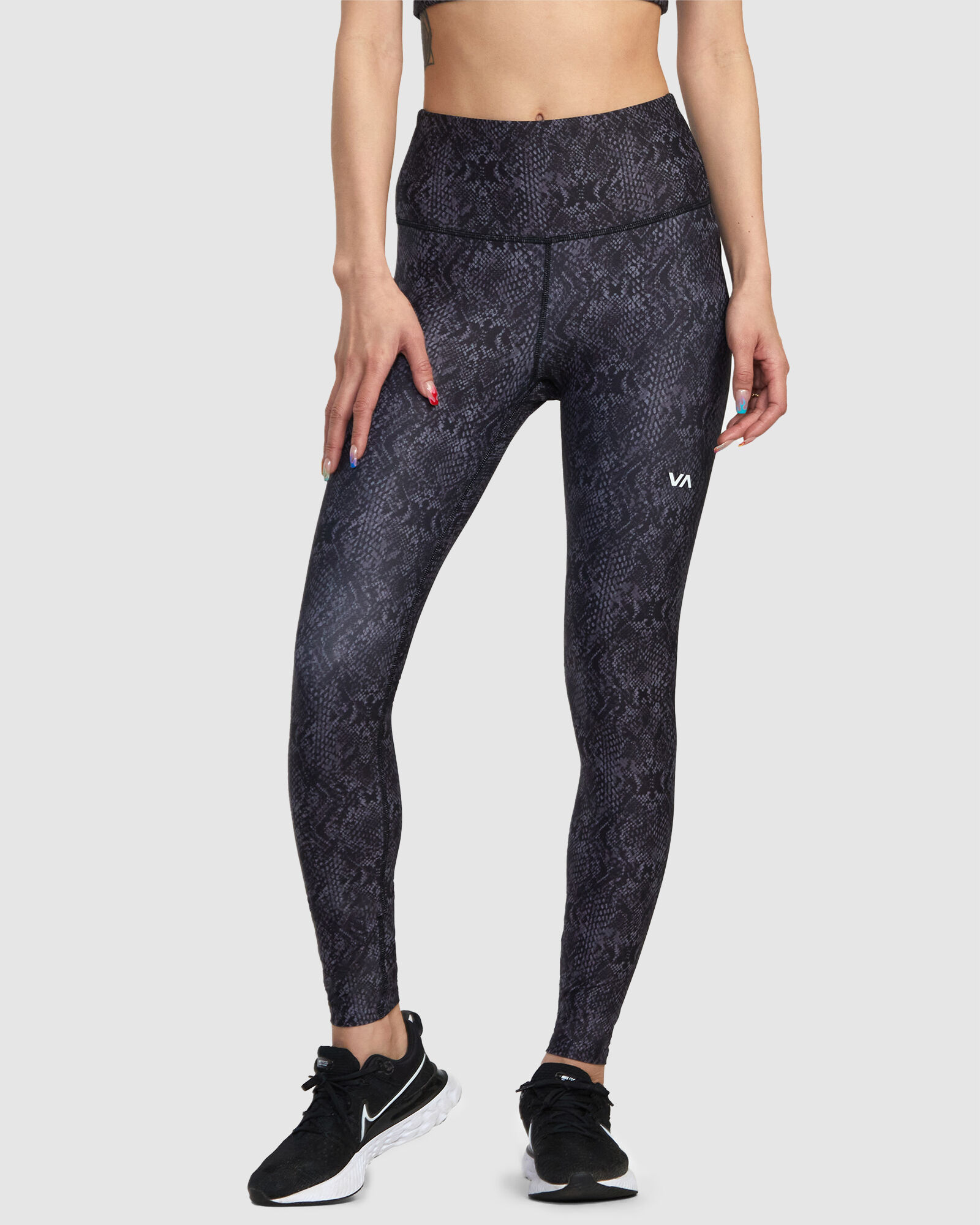 XS black athletic leggings, white and black mesh design - Depop